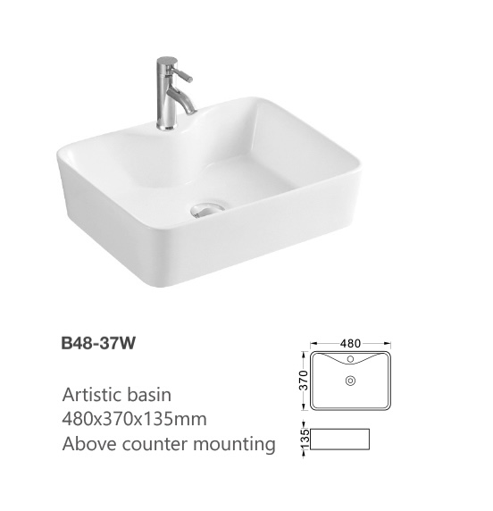 OneLife B48-37W Νιπτήρας Πορσελάνης Επικαθήμενος – Λευκός