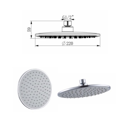 OneLife S1-010MB Στρογγυλή Κεφαλή Ντουζ 22cm Μαύρο ματ